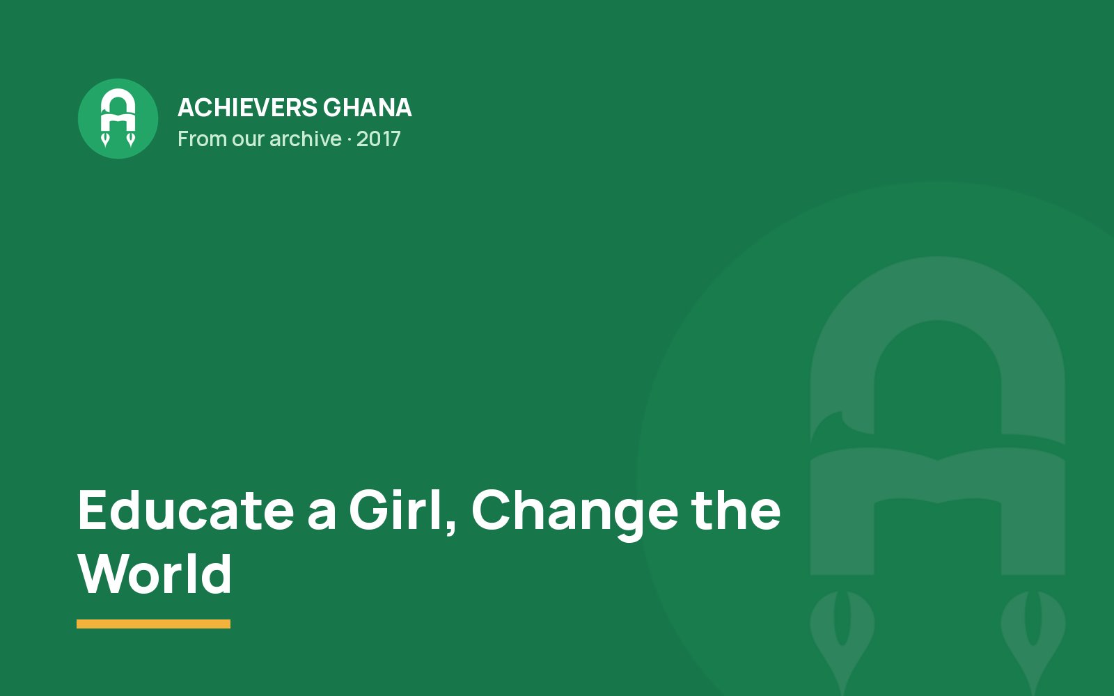 Educate a Girl, Change the World