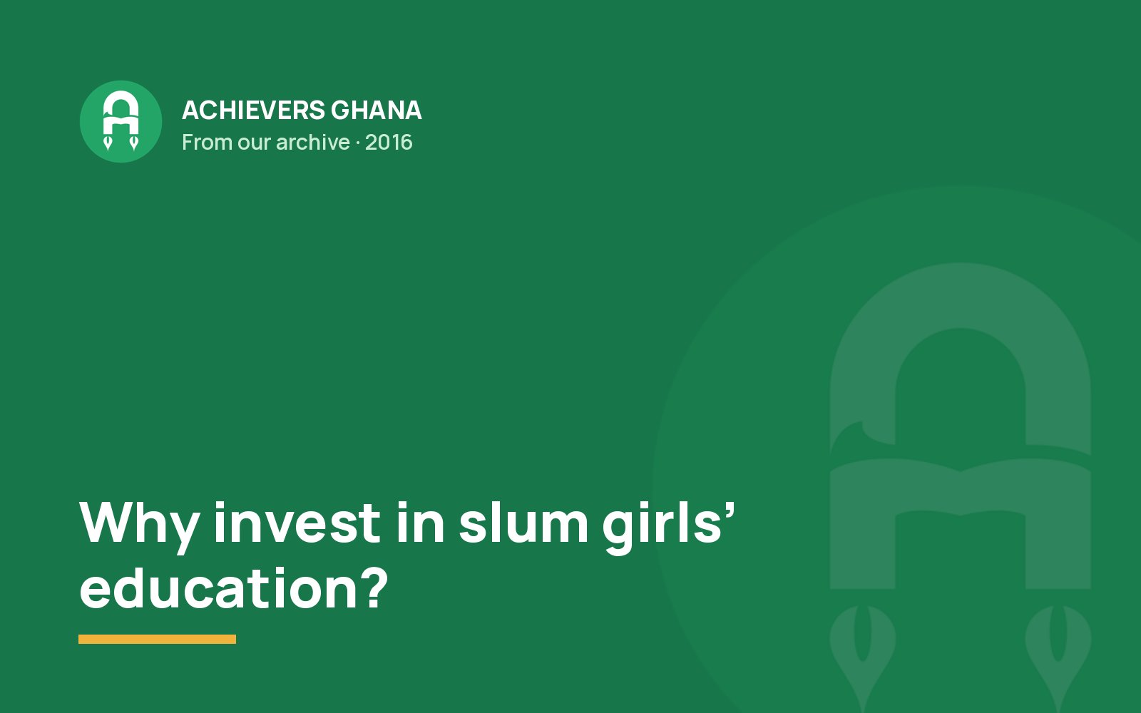 Why invest in slum girls’ education?